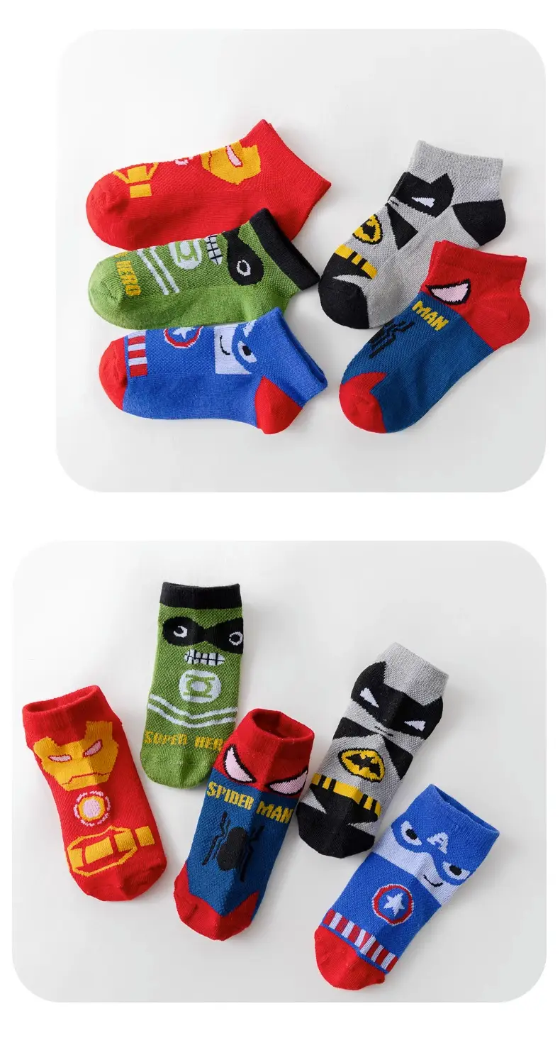 Children's Cartoon Mesh Socks Blue Red 5-Pack — feature 15