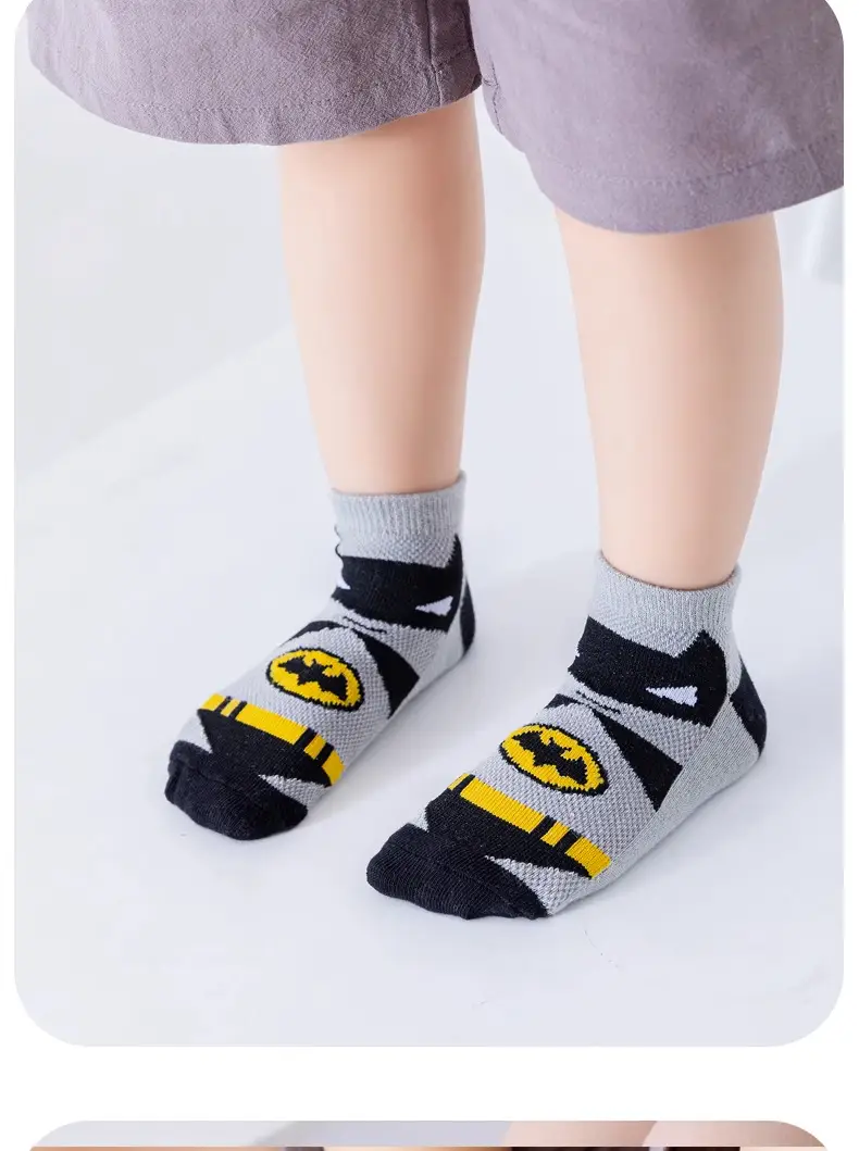 Children's Cartoon Mesh Socks Blue Red 5-Pack — feature 9
