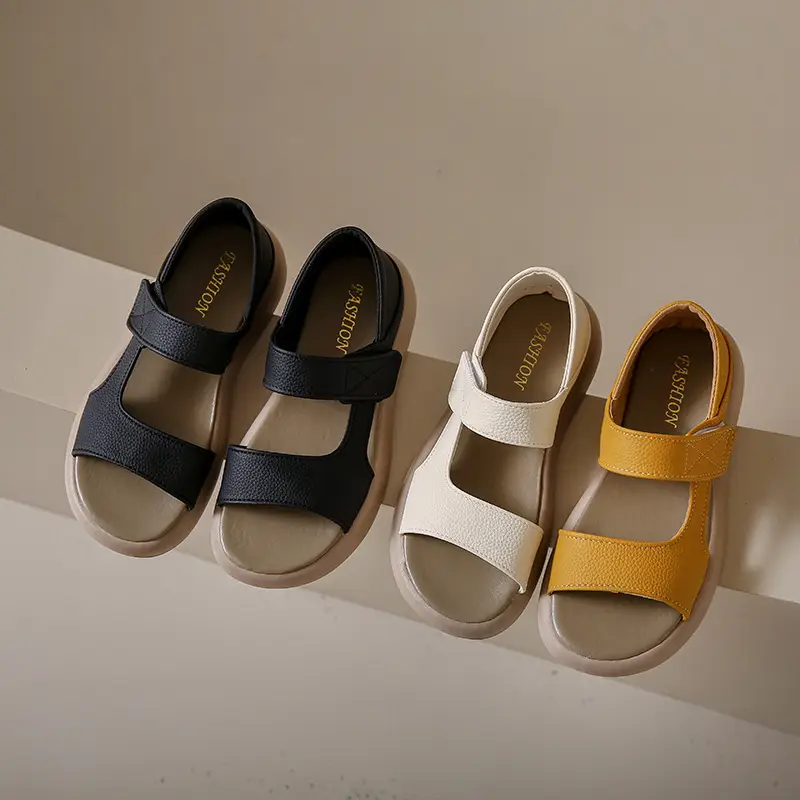 Women's Yellow Leather Flat Sandals Summer 2023 - Image 5
