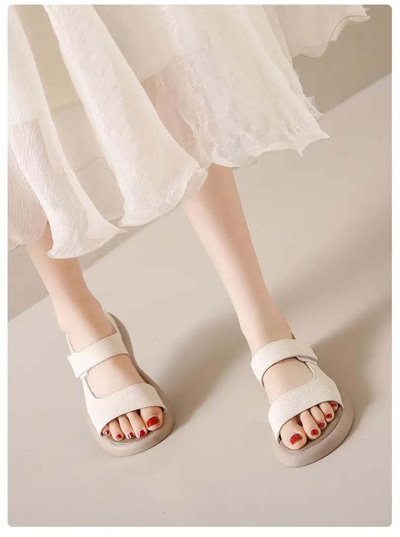 Women's Yellow Leather Flat Sandals Summer 2023 — feature 8