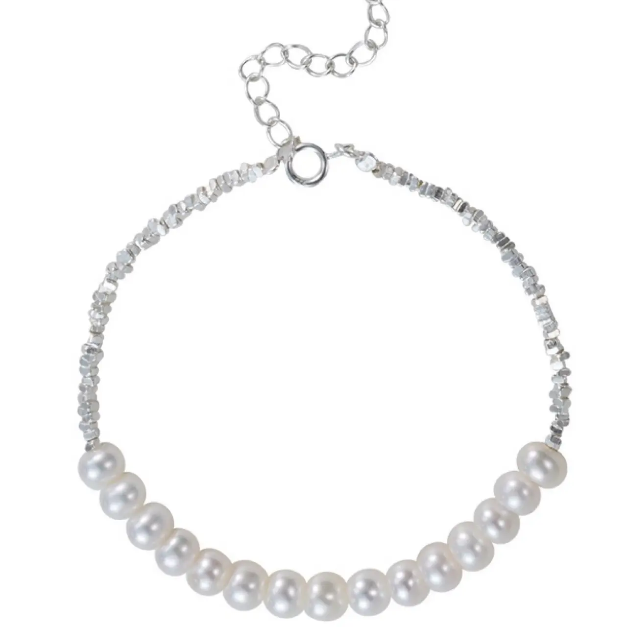 Broken Silver Pearl Stacked Bracelet Niche Design - Image 6