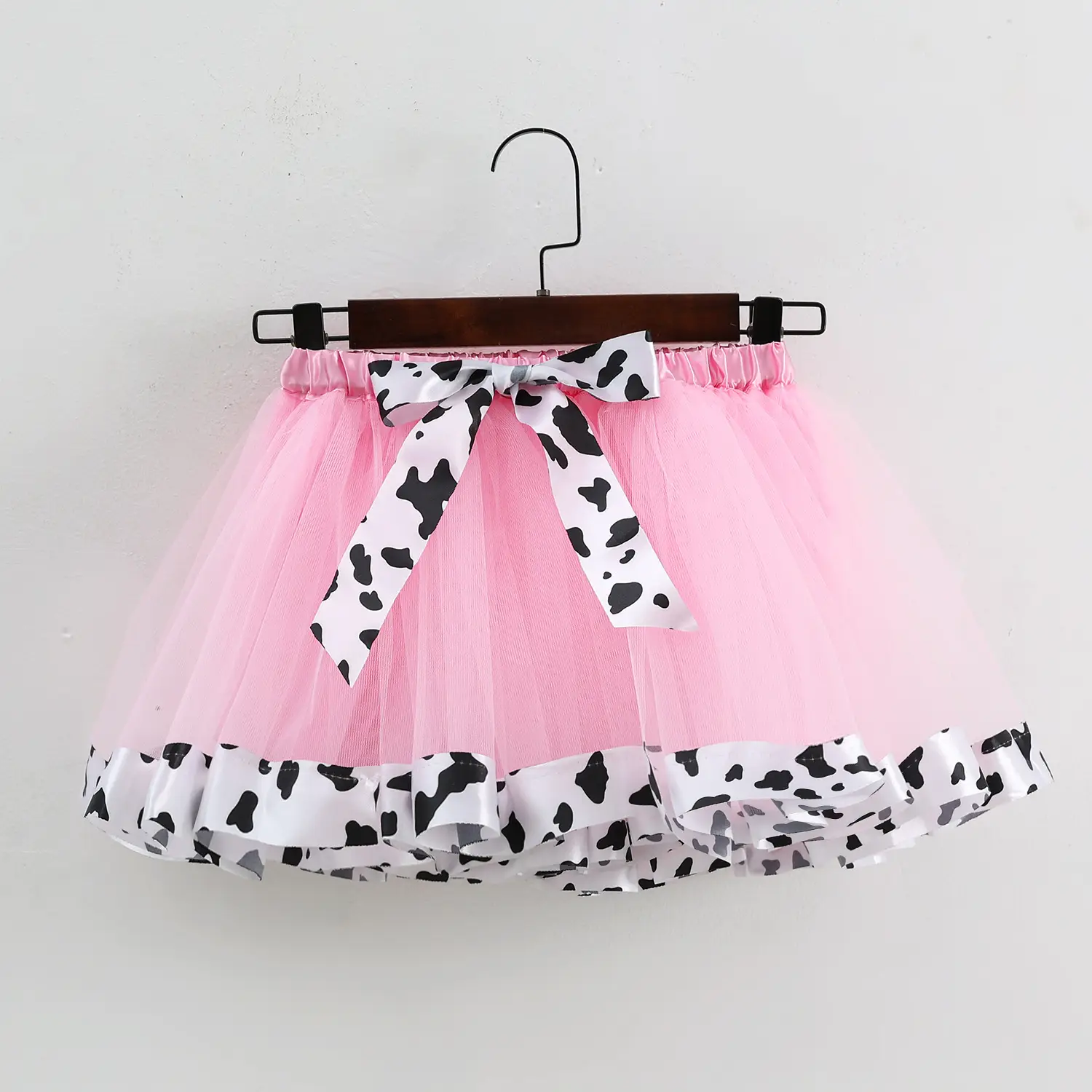New Girl's Mesh Skirt Red Black Polka Dot Bow - Image 6