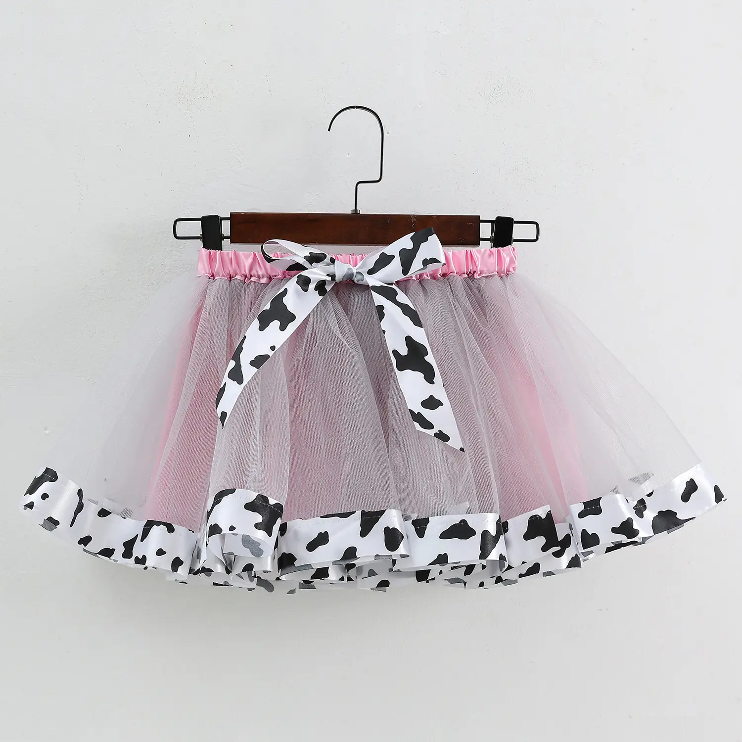 New Girl's Mesh Skirt Red Black Polka Dot Bow - Image 4