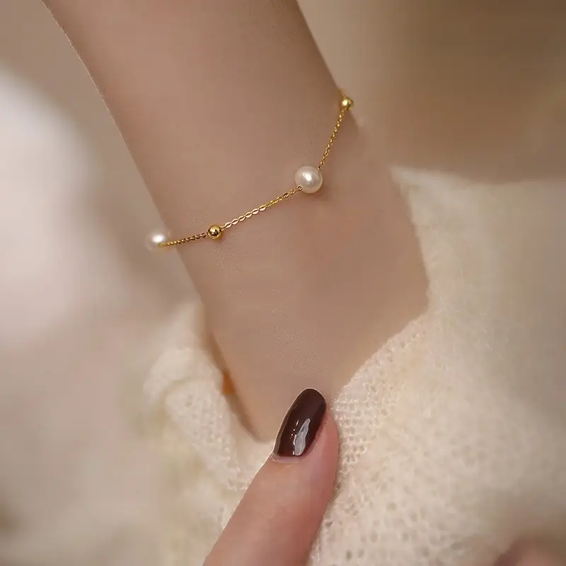 Broken Silver Pearl Bracelet for Women - Image 7