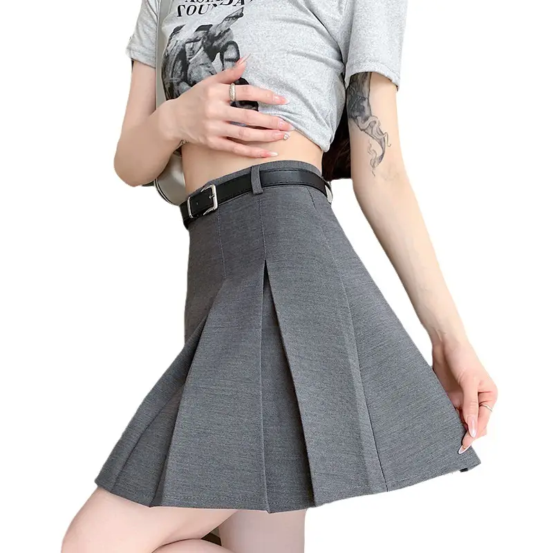 Women Pleated Black Skirt High Waist A-Line - Image 7