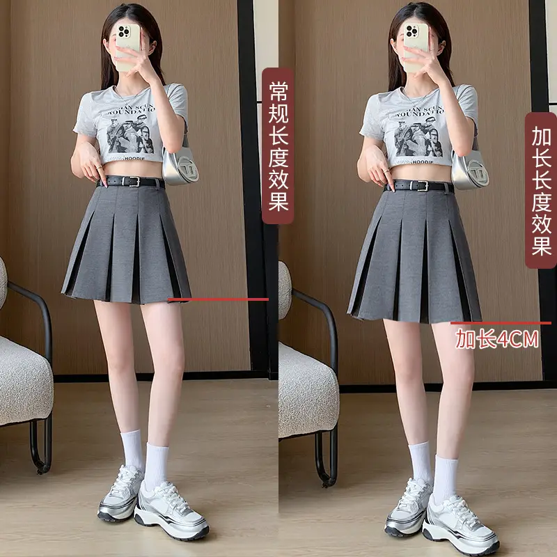 Women Pleated Black Skirt High Waist A-Line — feature 24