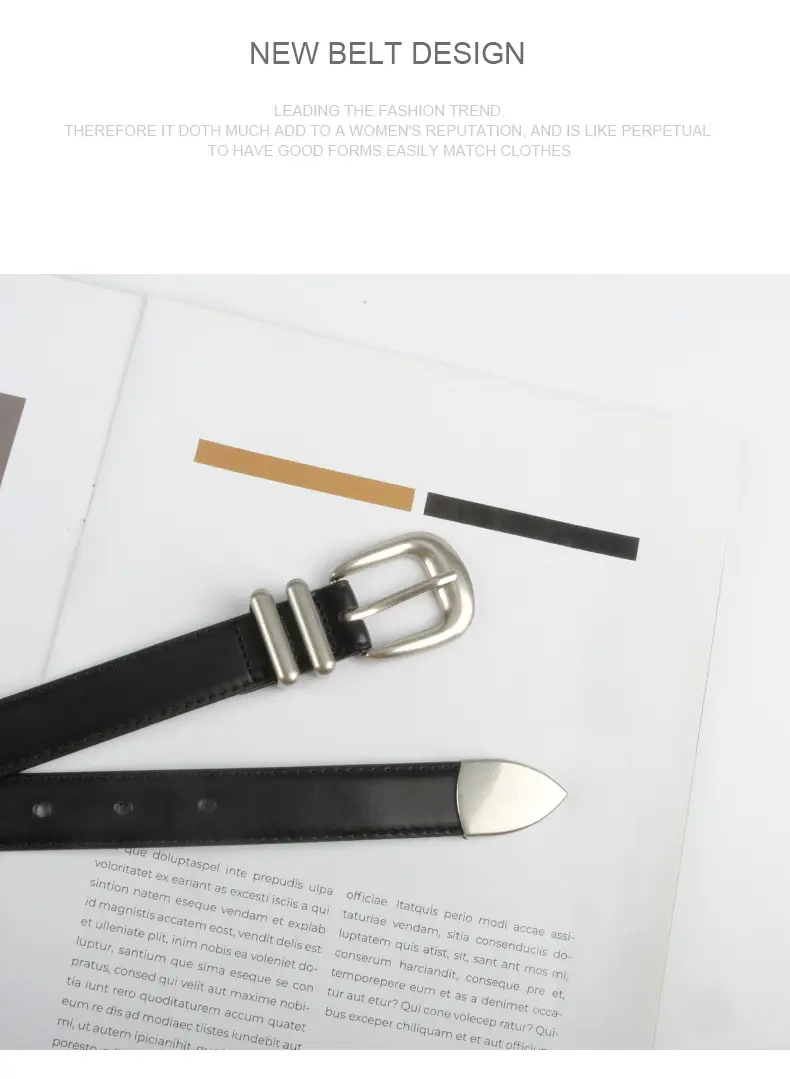 Women's Black Genuine Cowhide Belt with Silver Buckle β feature 10