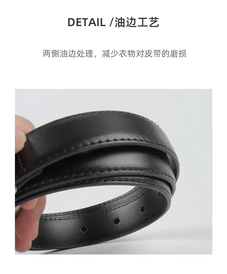 Women's Black Genuine Cowhide Belt with Silver Buckle β feature 8