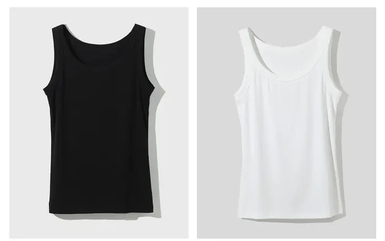 Women's Black Sleeveless Cotton Camisole Slim Fit — feature 6