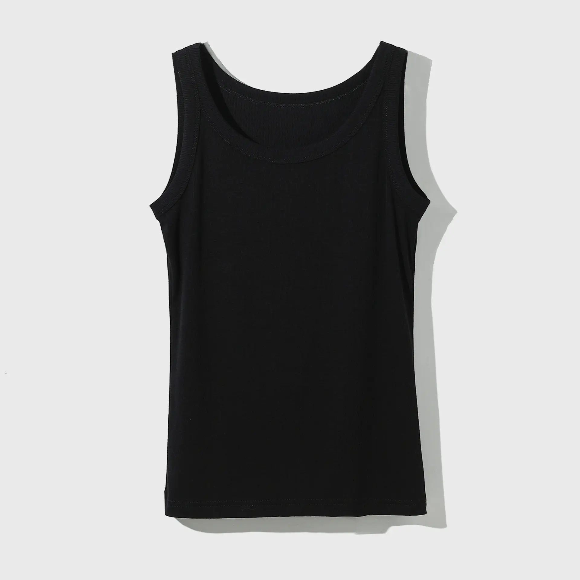 Women's Black Sleeveless Cotton Camisole Slim Fit - Image 2
