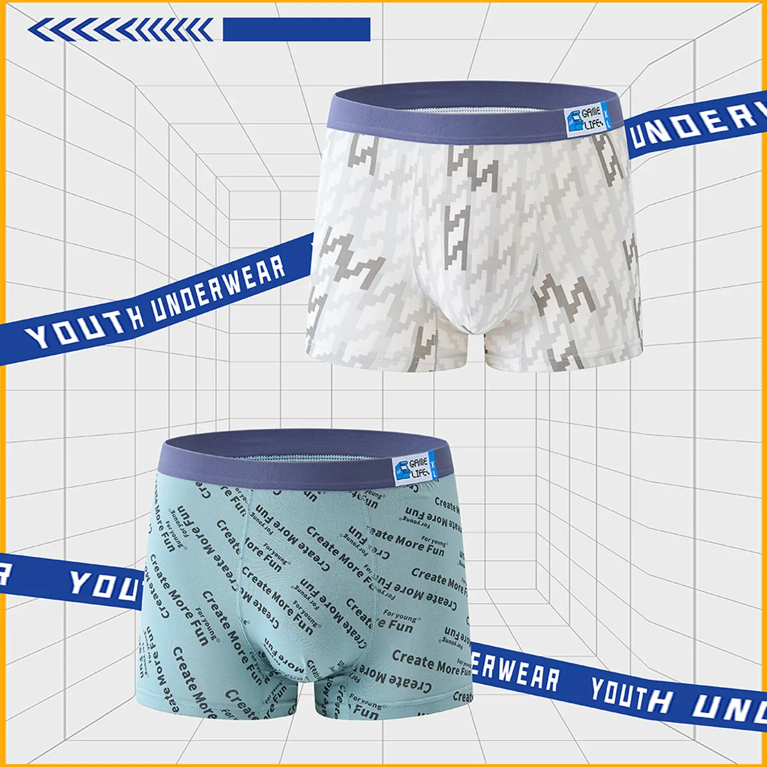 Men's All-Cotton Boxer Briefs with Trendy Prints - Image 2