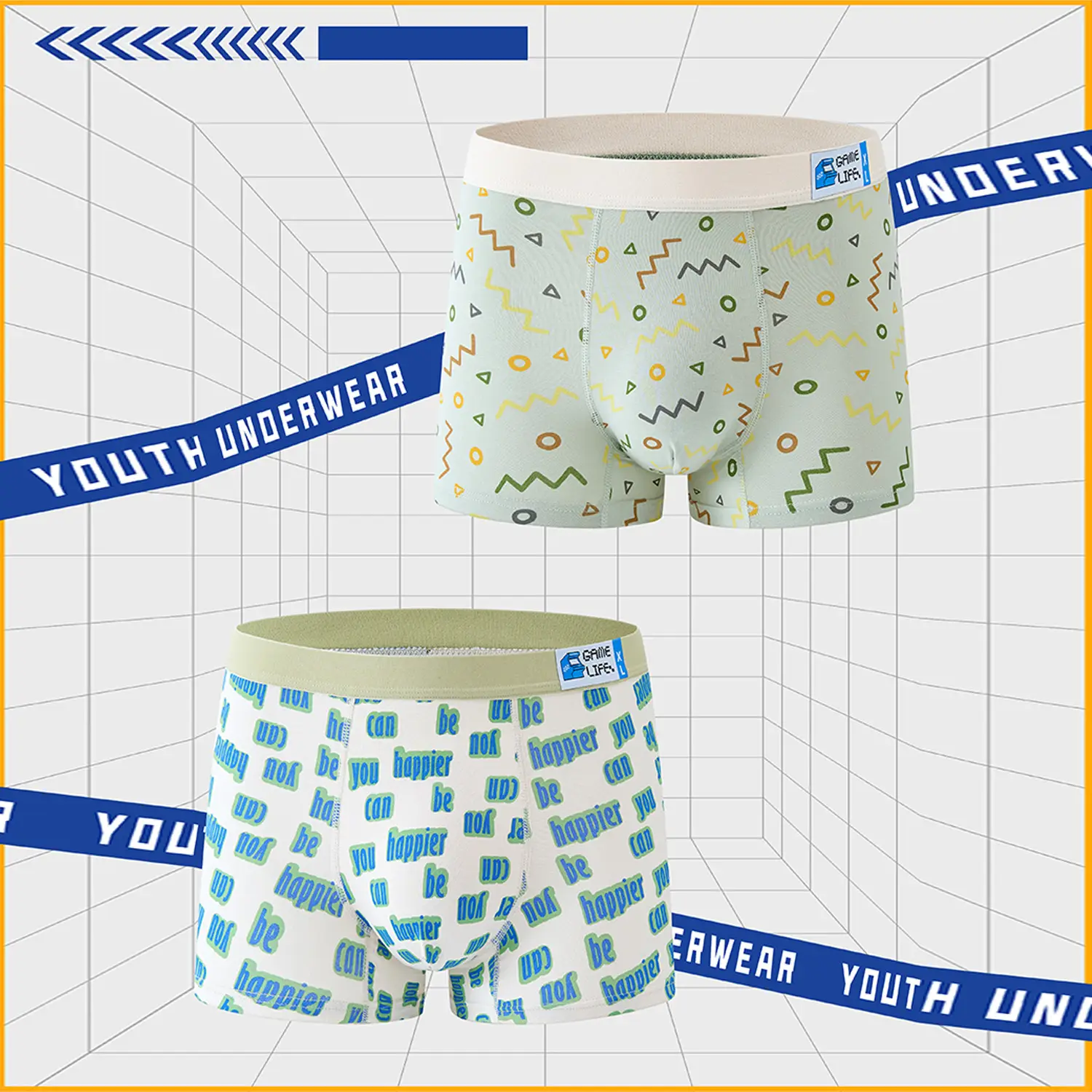 Men's All-Cotton Boxer Briefs with Trendy Prints - Image 3
