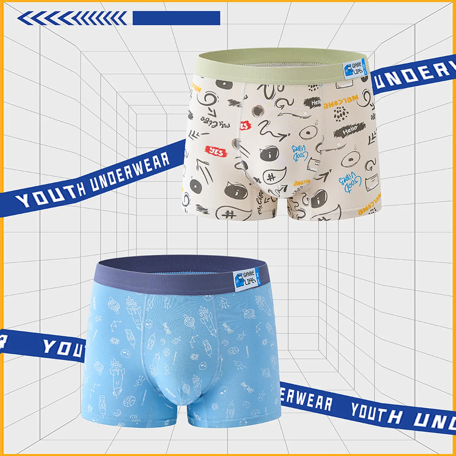 Men's All-Cotton Boxer Briefs with Trendy Prints - Image 5