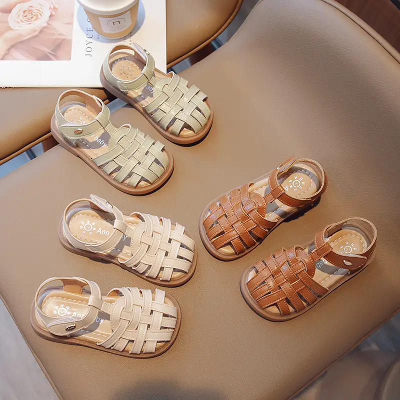 Girls Beige Woven Sandals Large Soft Sole — feature 16