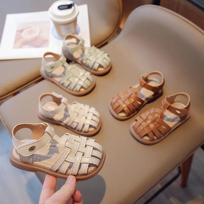 Girls Beige Woven Sandals Large Soft Sole — feature 17