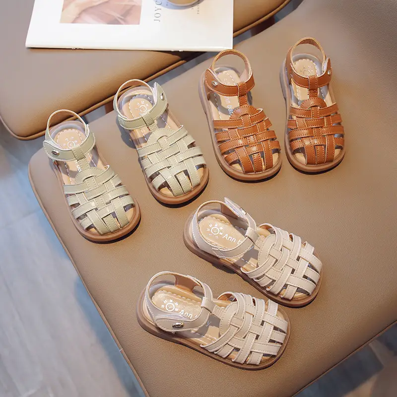 Girls Beige Woven Sandals Large Soft Sole — feature 18