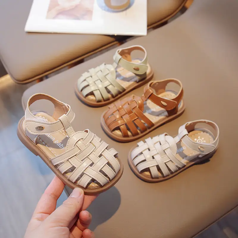 Girls Beige Woven Sandals Large Soft Sole — feature 19