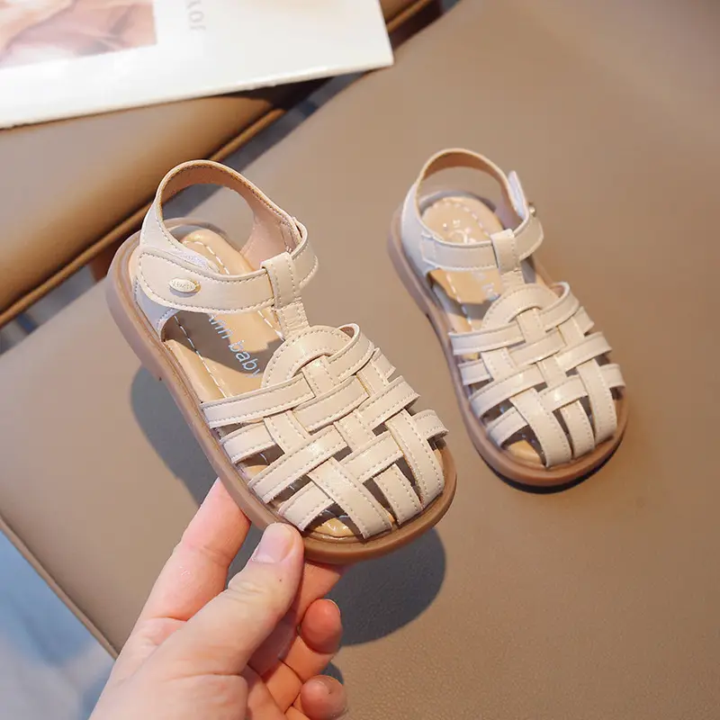 Girls Beige Woven Sandals Large Soft Sole — feature 20