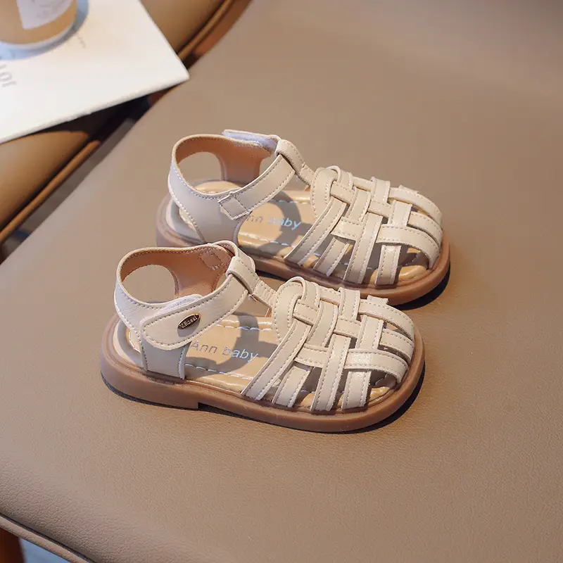 Girls Beige Woven Sandals Large Soft Sole — feature 21