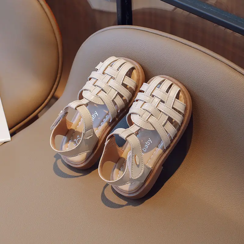 Girls Beige Woven Sandals Large Soft Sole — feature 22