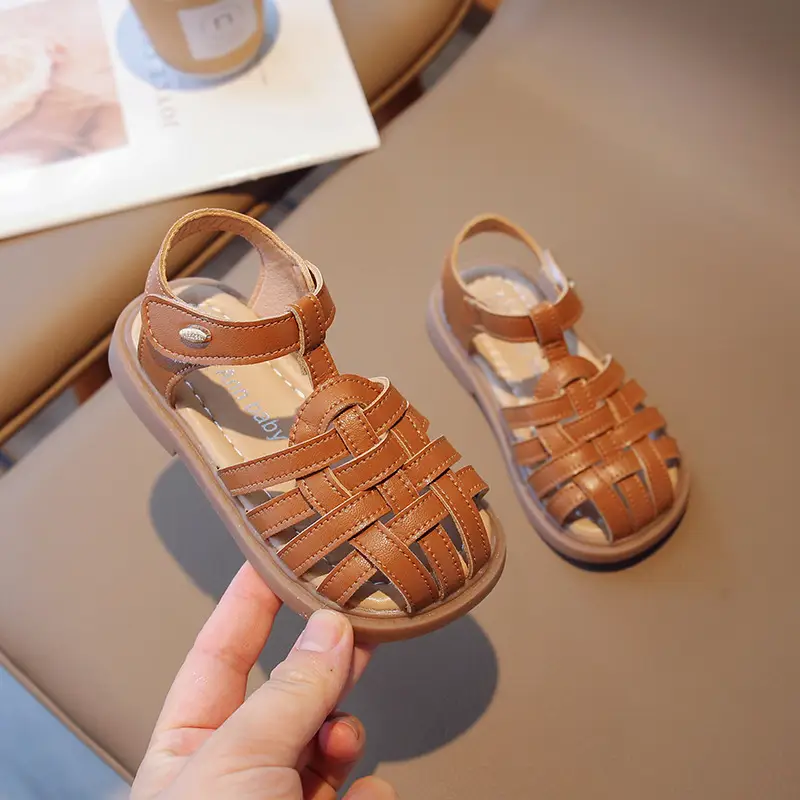Girls Beige Woven Sandals Large Soft Sole — feature 24