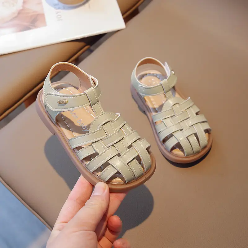 Girls Beige Woven Sandals Large Soft Sole — feature 26