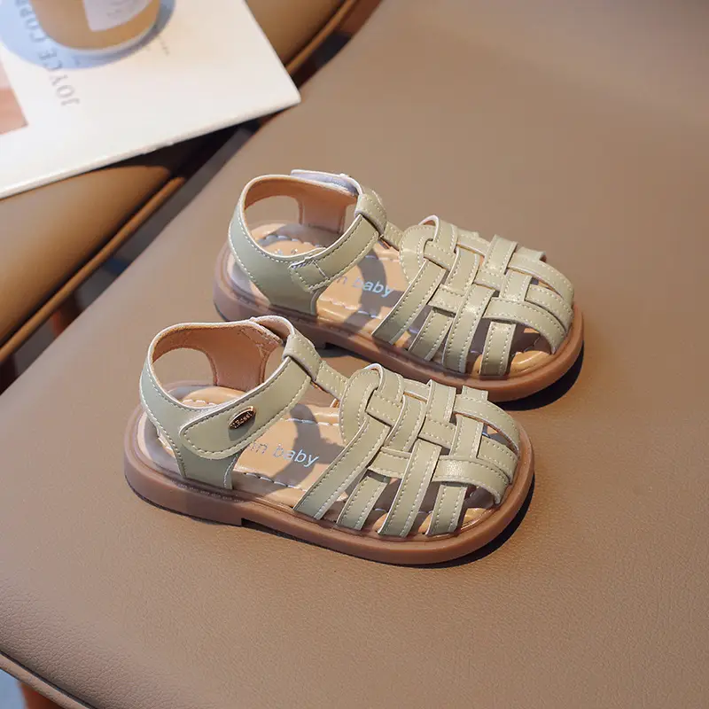 Girls Beige Woven Sandals Large Soft Sole — feature 28