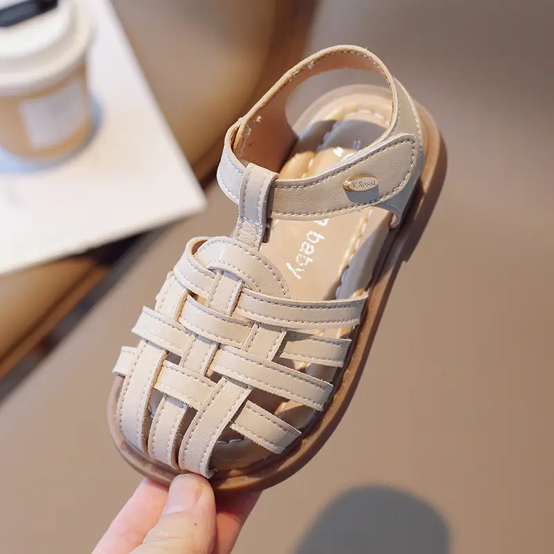 Girls Beige Woven Sandals Large Soft Sole — feature 33