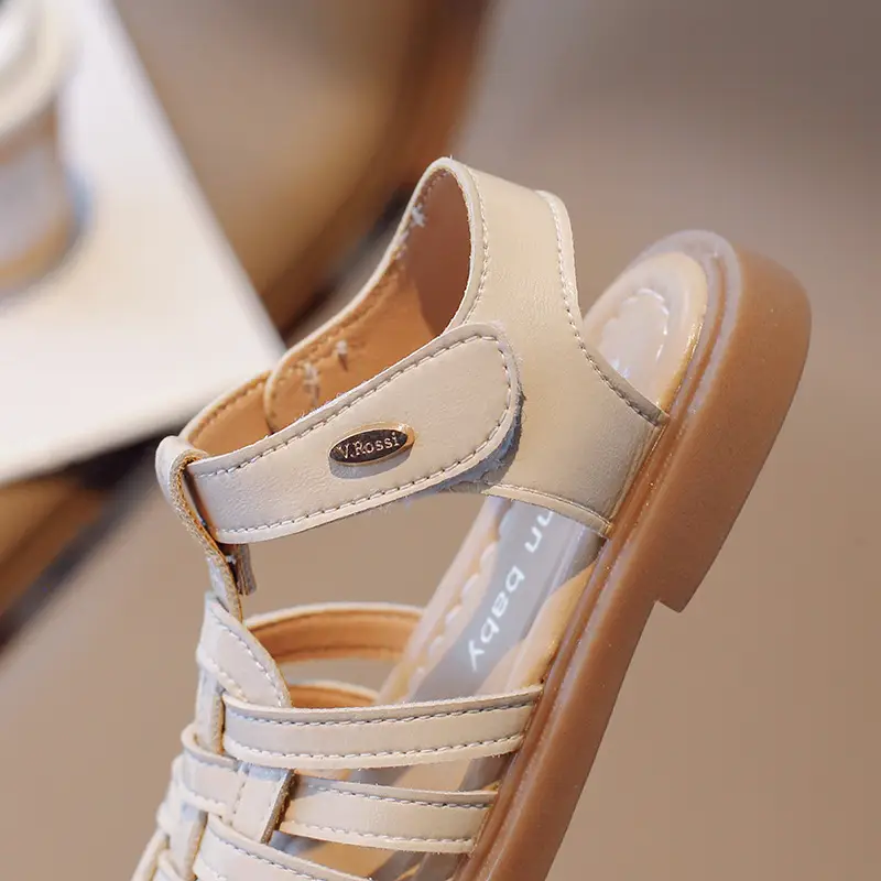 Girls Beige Woven Sandals Large Soft Sole — feature 34