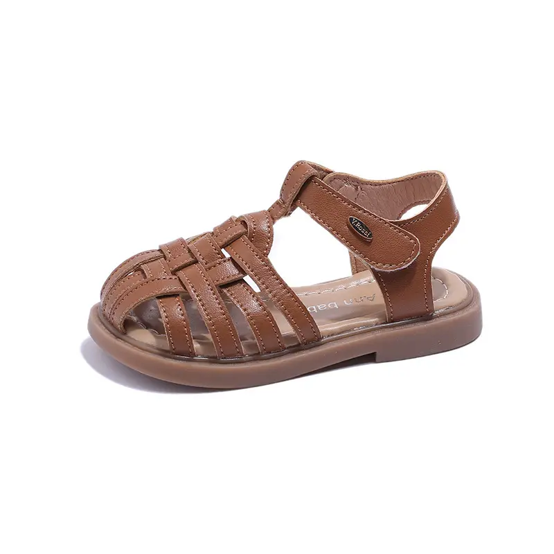 Girls Beige Woven Sandals Large Soft Sole — feature 35