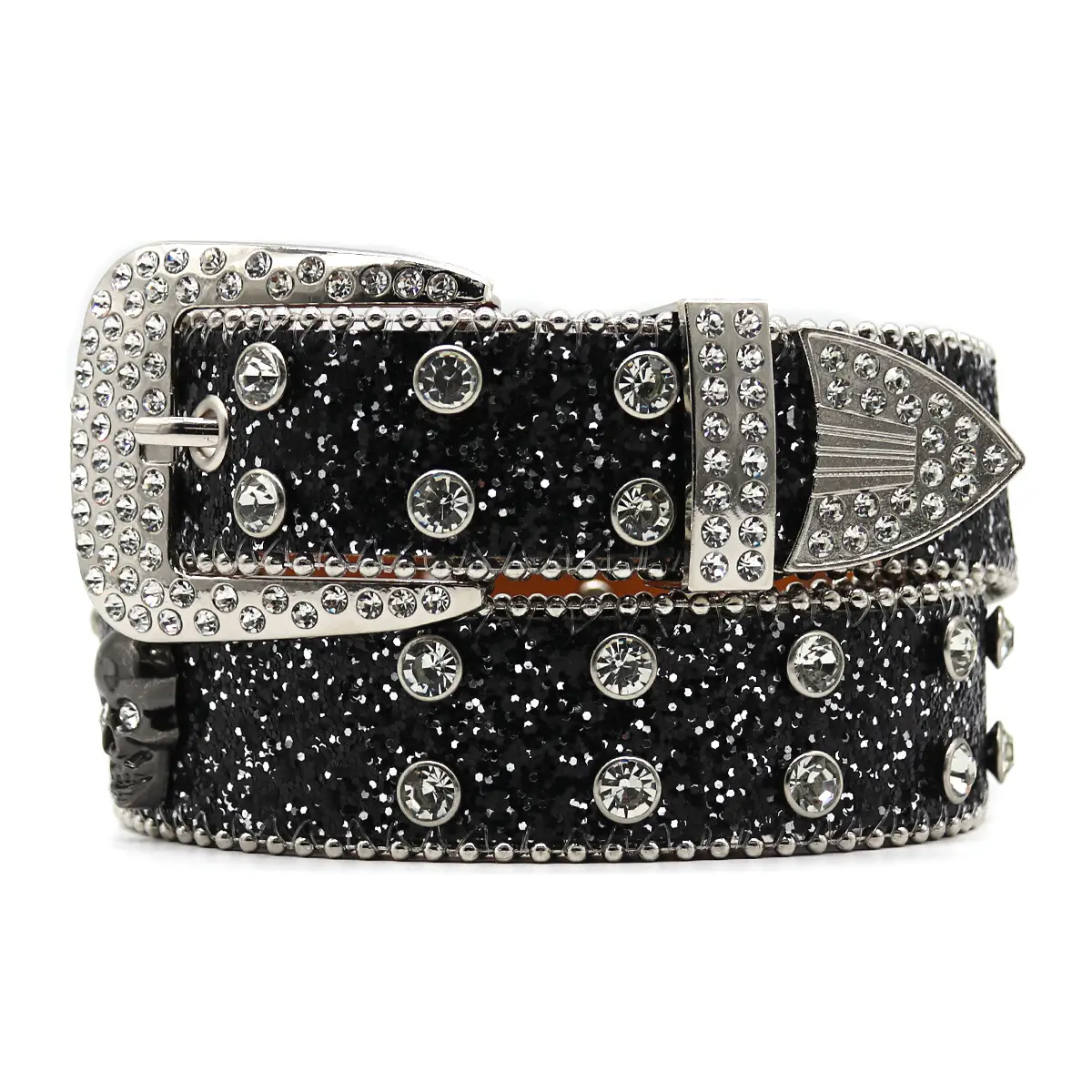 Men's Black Rhinestone Belt Flash Hip-hop Punk Fashion - Image 14