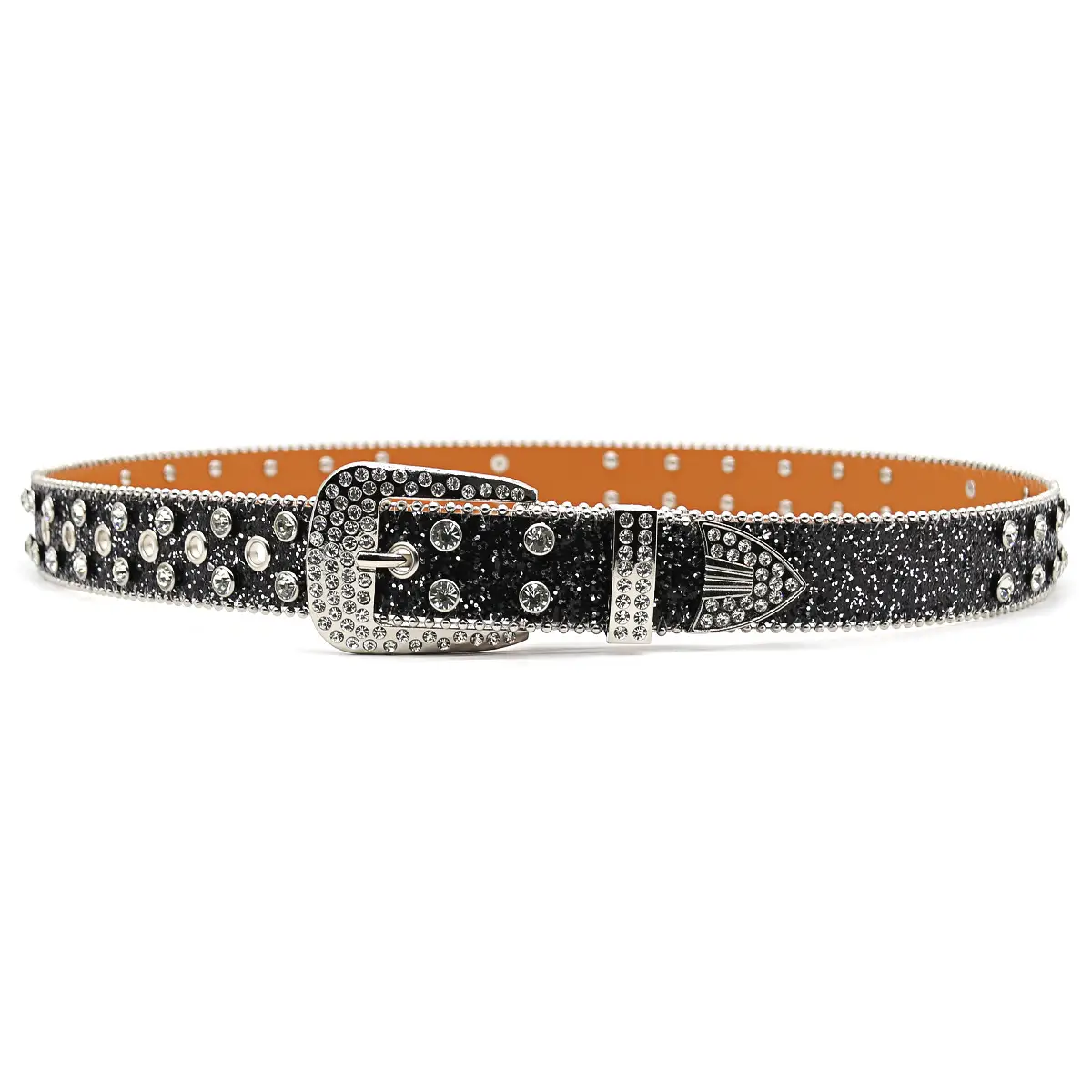 Men's Black Rhinestone Belt Flash Hip-hop Punk Fashion - Image 16