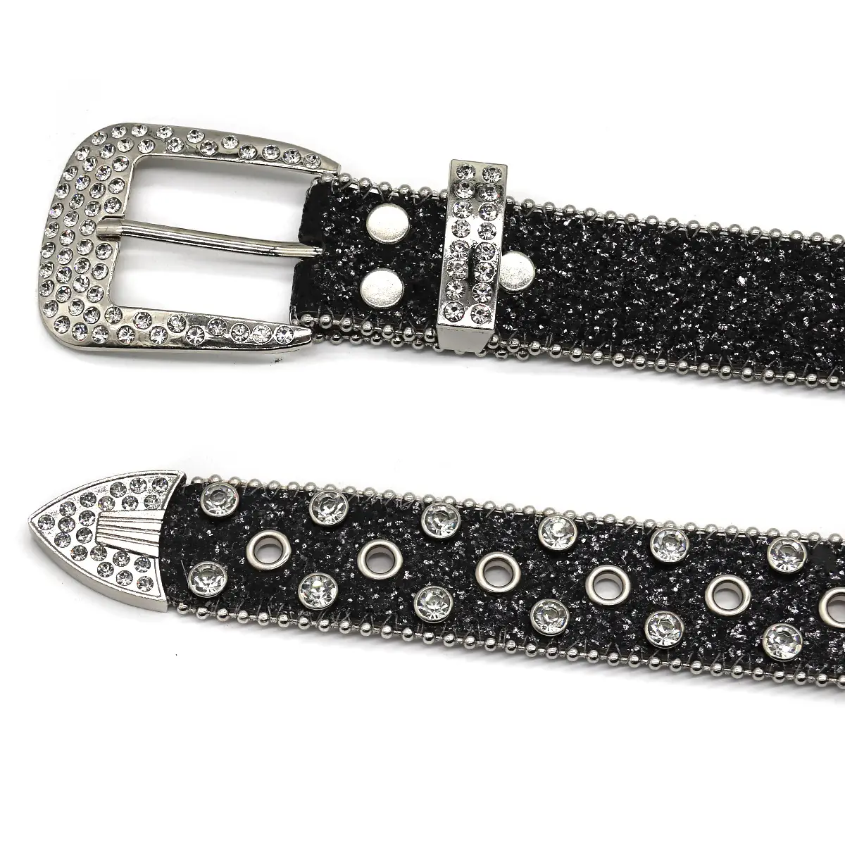 Men's Black Rhinestone Belt Flash Hip-hop Punk Fashion - Image 17