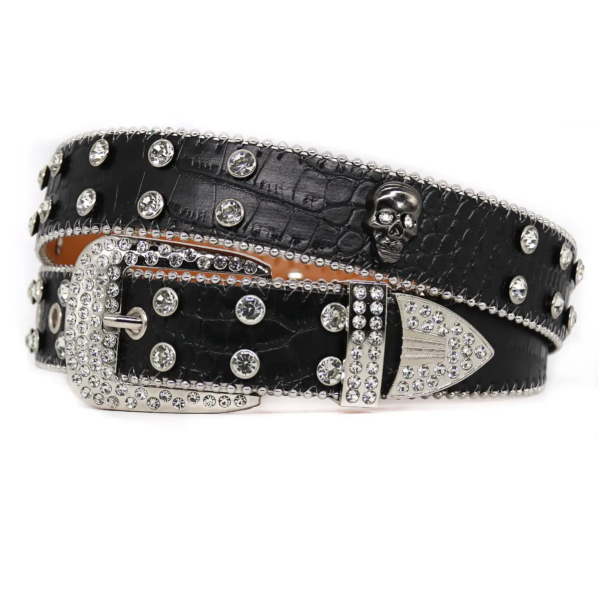 Men's Black Rhinestone Belt Flash Hip-hop Punk Fashion - Image 10