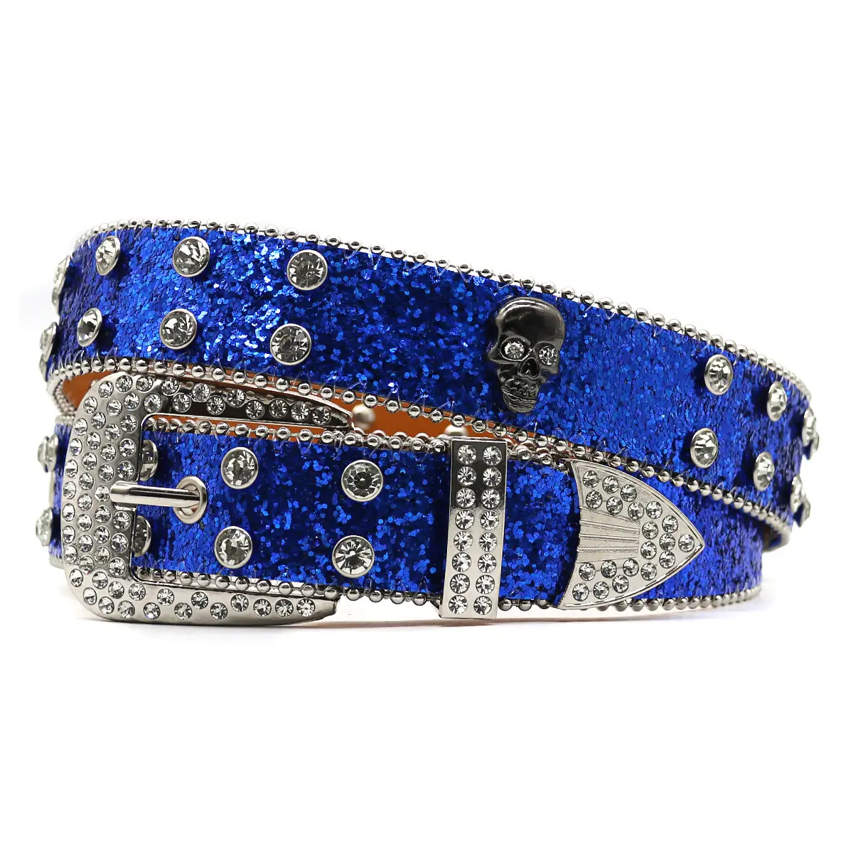 Men's Black Rhinestone Belt Flash Hip-hop Punk Fashion - Image 12