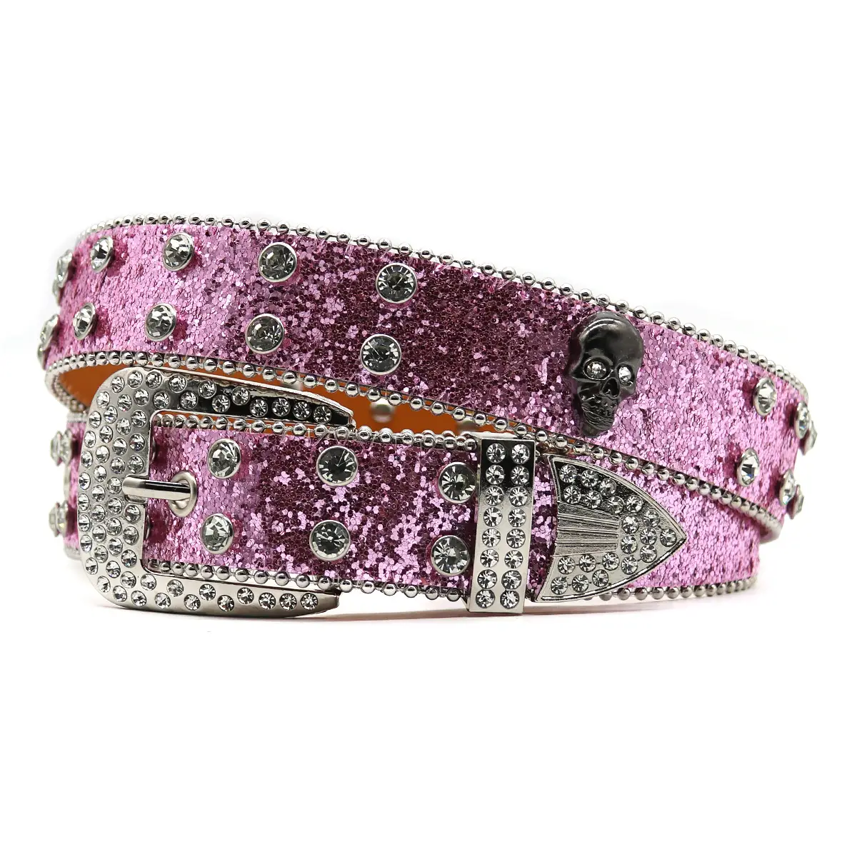 Men's Black Rhinestone Belt Flash Hip-hop Punk Fashion - Image 13