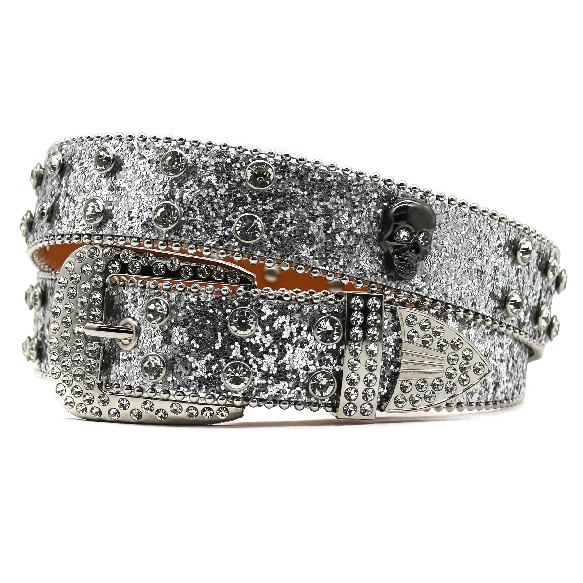 Men's Black Rhinestone Belt Flash Hip-hop Punk Fashion - Image 2