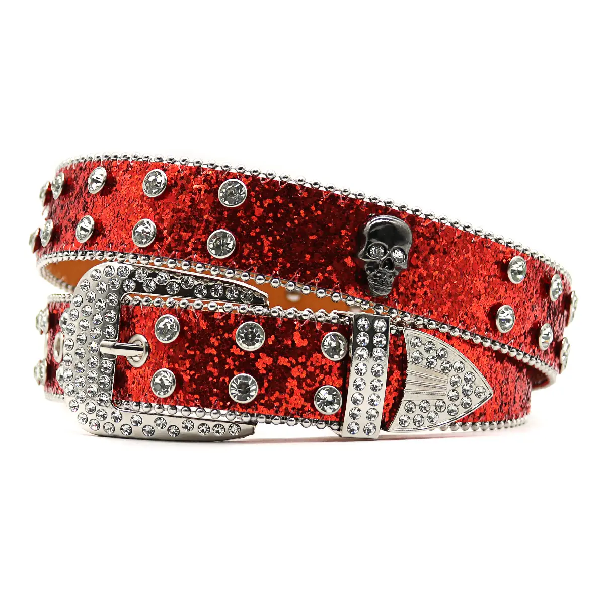 Men's Black Rhinestone Belt Flash Hip-hop Punk Fashion - Image 3