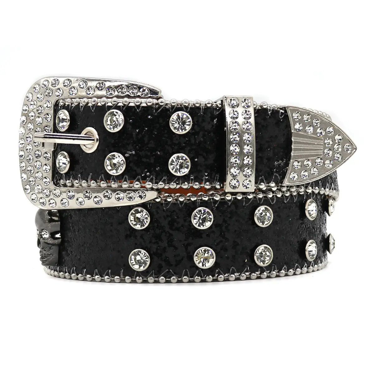 Men's Black Rhinestone Belt Flash Hip-hop Punk Fashion - Image 6
