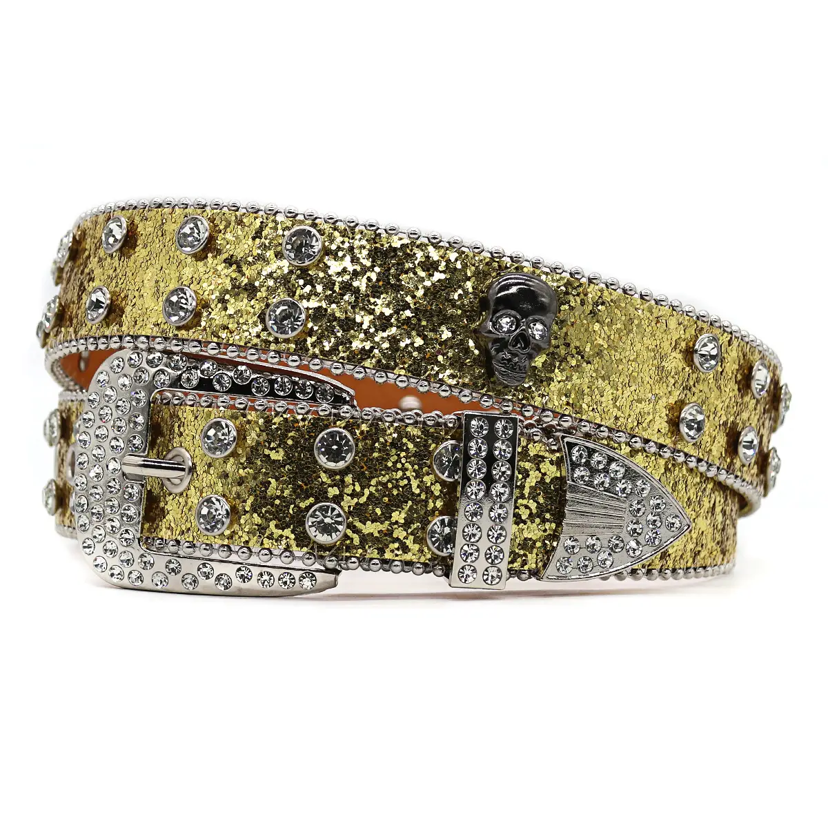 Men's Black Rhinestone Belt Flash Hip-hop Punk Fashion - Image 7