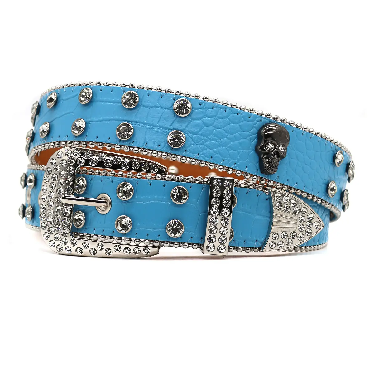 Men's Black Rhinestone Belt Flash Hip-hop Punk Fashion - Image 8