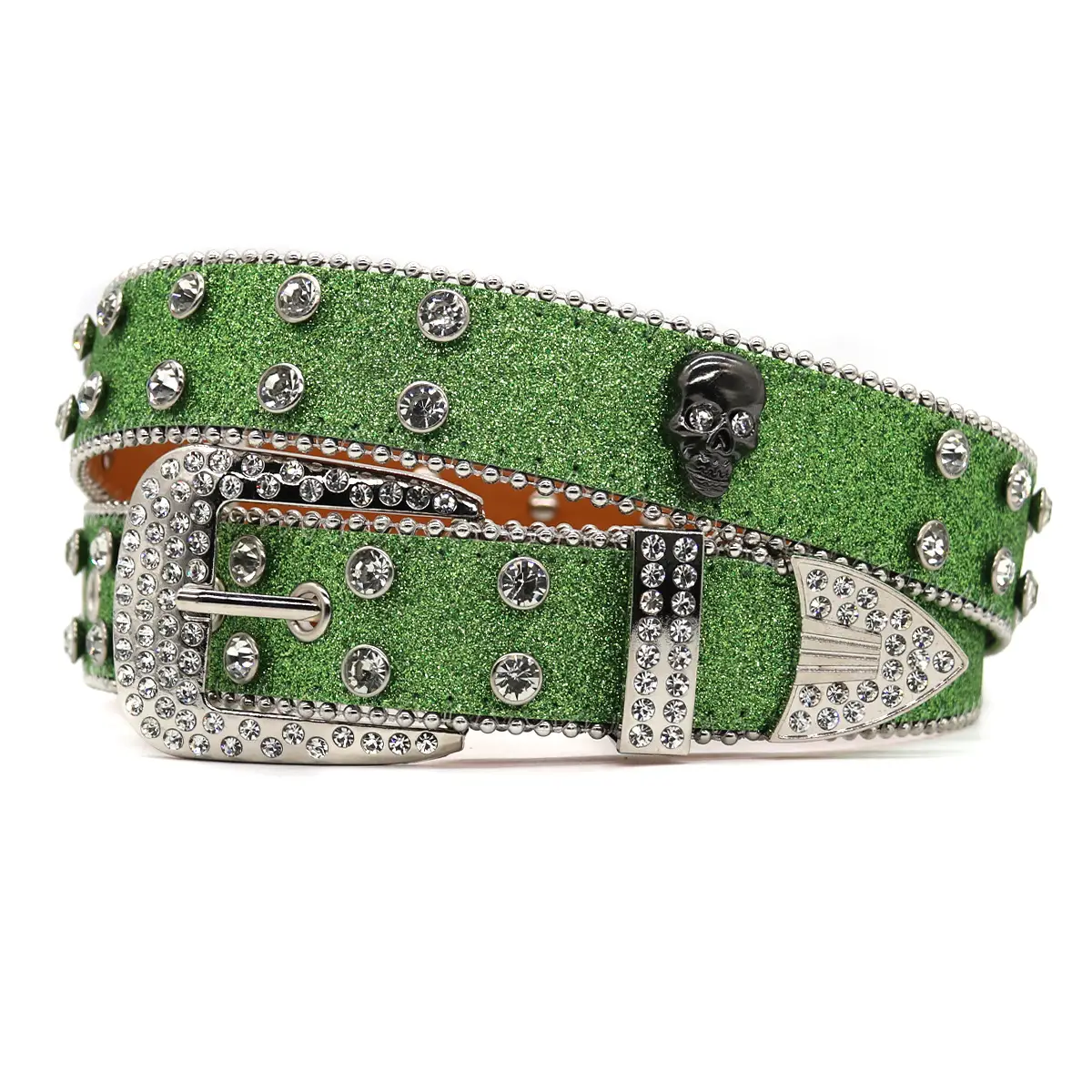 Men's Black Rhinestone Belt Flash Hip-hop Punk Fashion - Image 9