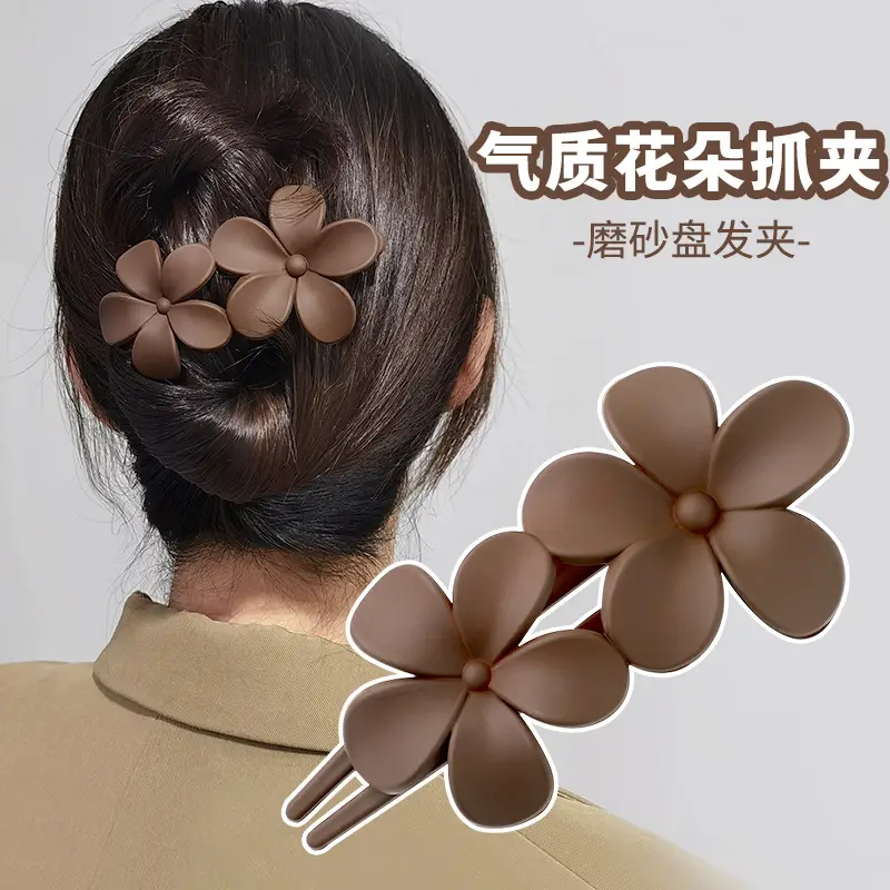 Elegant Flower Hair Grab Clip Women's Summer Fashion Hairpin Frosted Clip Headwear Back of Head Large Duckbill Clip - Image 7