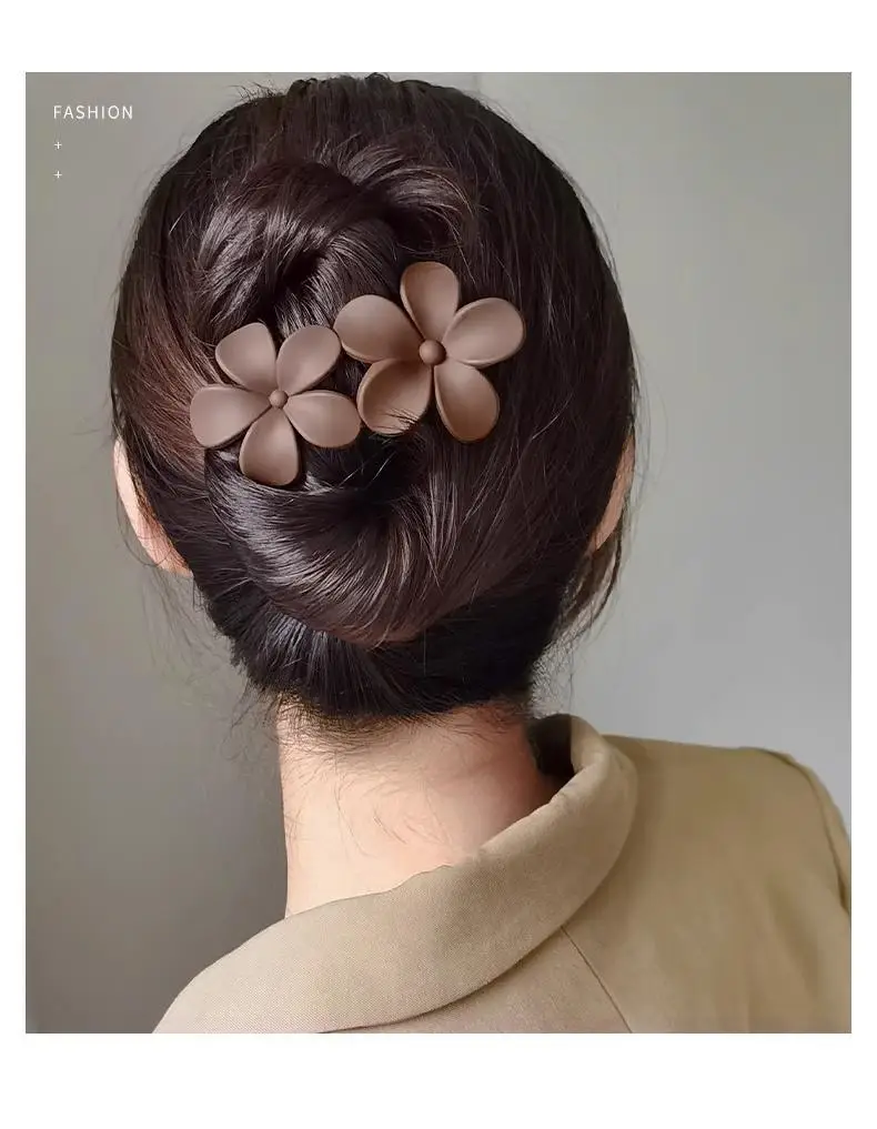 Elegant Flower Hair Grab Clip Women's Summer Fashion Hairpin Frosted Clip Headwear Back of Head Large Duckbill Clip — feature 4