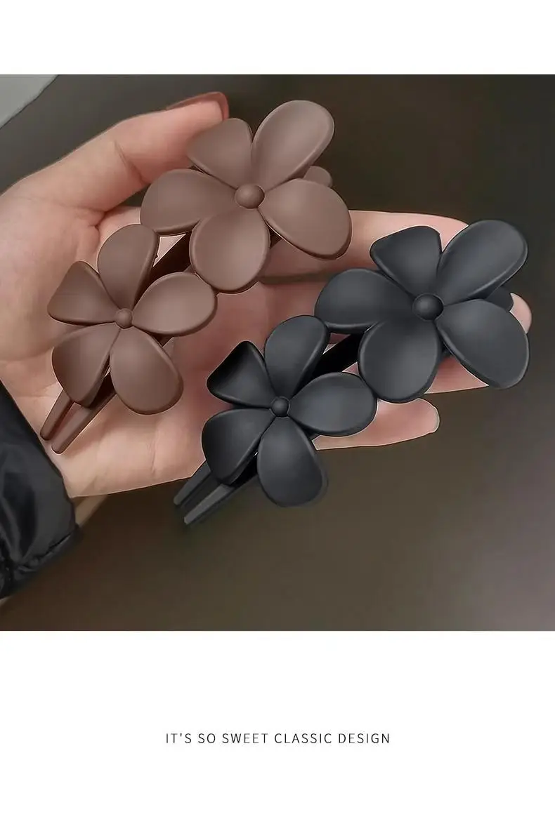 Elegant Flower Hair Grab Clip Women's Summer Fashion Hairpin Frosted Clip Headwear Back of Head Large Duckbill Clip — feature 6