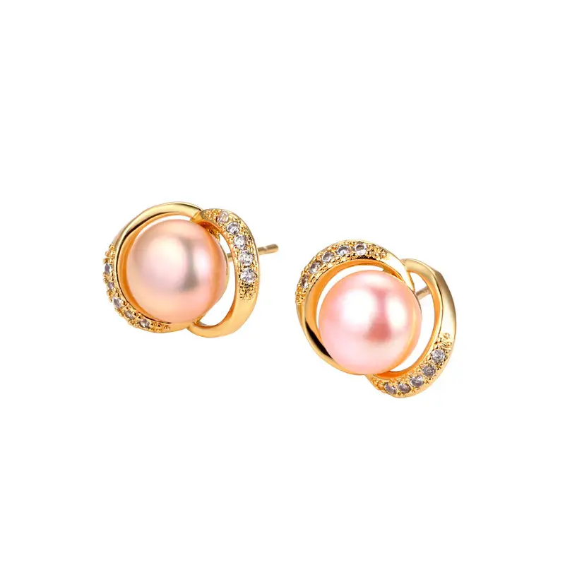 Freshwater Pearl Ring Flower Inlaid Zircon Earrings for Women - Image 9
