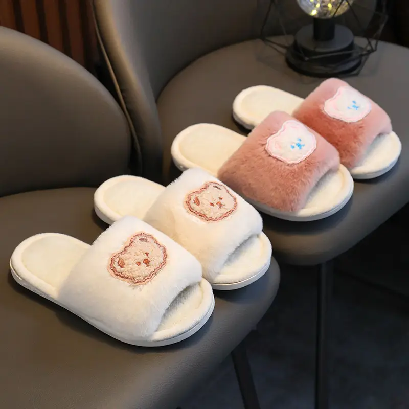 2023 Children's Cotton Shoes Men's and Women's Indoor Casual Cartoon Bear Cute Non-Slip Comfortable Thick-Sole Maomao Cotton Slippers