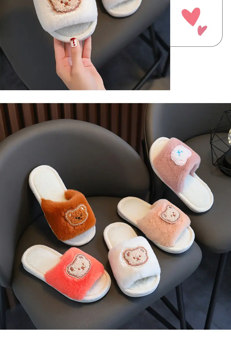 2023 Children's Cotton Shoes Men's and Women's Indoor Casual Cartoon Bear Cute Non-Slip Comfortable Thick-Sole Maomao Cotton Slippers — feature 12