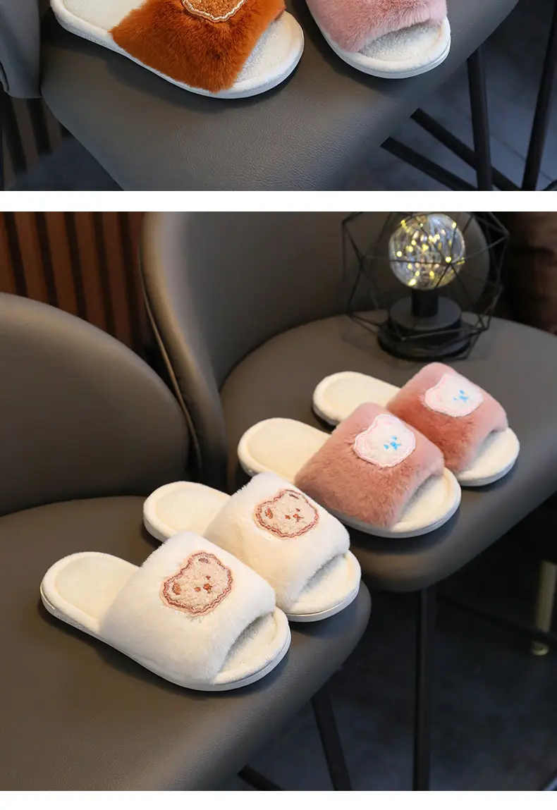 2023 Children's Cotton Shoes Men's and Women's Indoor Casual Cartoon Bear Cute Non-Slip Comfortable Thick-Sole Maomao Cotton Slippers — feature 14