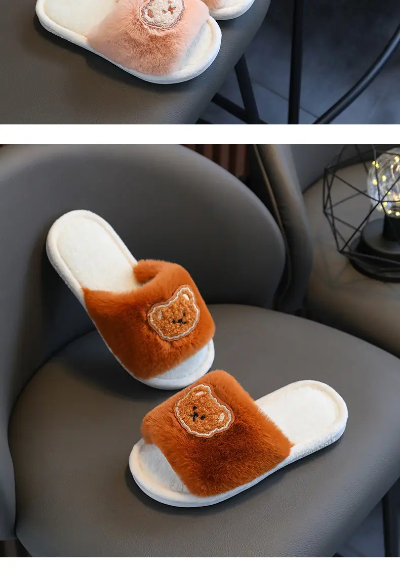2023 Children's Cotton Shoes Men's and Women's Indoor Casual Cartoon Bear Cute Non-Slip Comfortable Thick-Sole Maomao Cotton Slippers — feature 16